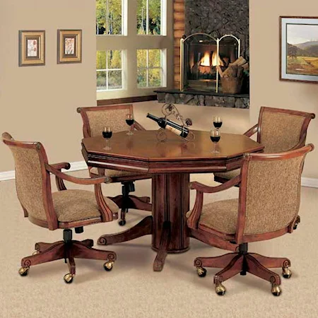 Dining / Game / Poker Table and Castered Swivel Chair Set